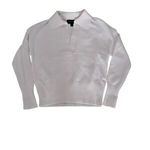 Truth By Republic Cream V Neck Polo Sweater Womens Extra Small